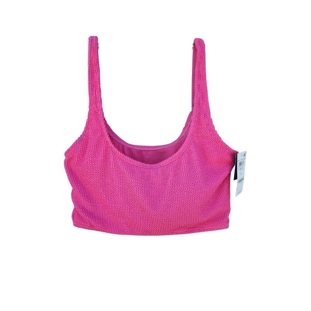 Bar III Tank Bikini Top Candy Kiss Pink Womens Size L Built in shelf Bra New $48